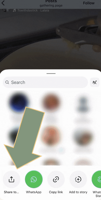 Instagram share menu showing Share to option